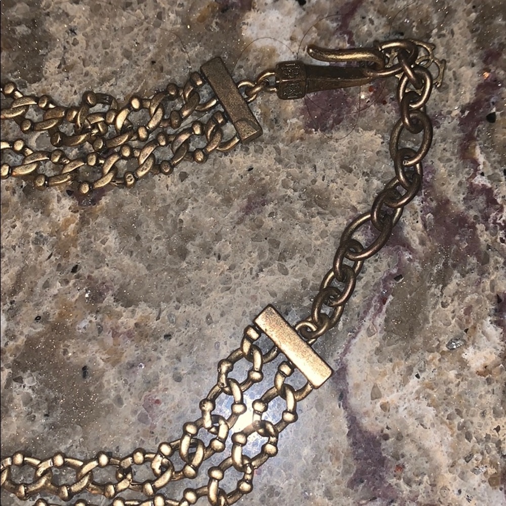 Navy and antique gold Ann Taylor necklace - Picture 2 of 3
